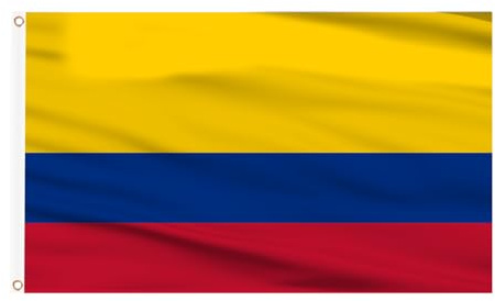 AhfuLife Bandera de Colombia de 150cmx 90 cm, 1 Pieza de Bandera de Colombia, Colores Brillantes con Ojales de Latón para Decoraciones de Fiestas, la Copa del Mundo, Día Nacional, Jardín, Calle
