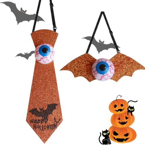 KEWUF 2 pcs cravatte con bulbi oculari di Halloween, fasce regolabili e per costumi da festa per bambini, adatte alle feste di Halloween