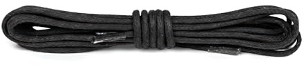 Bama Lacets Ronds Cirés en Coton, Résistants pour Chaussures Habillées et Bottes avec Revêtement Résistant à l’Eau – Pour Chaussures du Quotidien et Élégantes (Noir | 75 cm - 4 à 5 paires d’œillets)