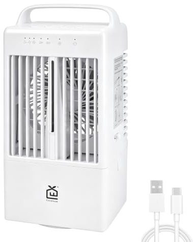 Ventilador nebulizador portátil de 29,6 cm, uso por USB con conexión a corriente, 3 velocidades de viento, aspas orientables, depósito inferior de 900 ml luz RGB, para uso en el hogar o la oficina