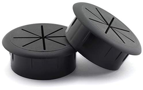 HJ Garden 2pcs 2-3/8 inch Flexible Desk Cord Grommets Wire Organizer Hole Cover for Managing and Hiding Office PC Desktop Cable(Black)