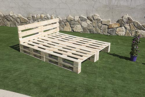 Cama BALINESA con CABECERO PALETS NUEVOS 2m X 1,40m Natural