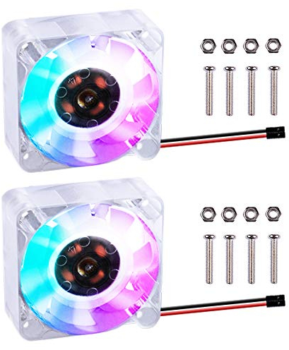 GeeekPi 2PCS Raspberry Pi Ventola di Raffreddamento 40x40x10mm,DC 5V Brushless RGB CPU Ventola di Raffreddamento per Raspberry Pi 4 Modello B, 3B +, Raspberry Pi 3/2 Modello B(Multicolore)