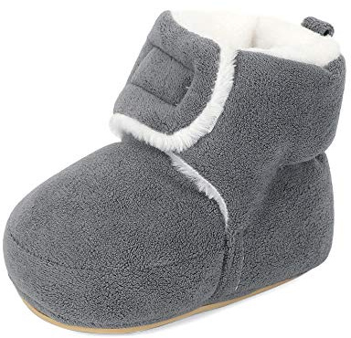MASOCIO Stivali da Neve Neonato Stivaletti Invernali Neonata Inverno Scarpine Scarpe Primi Passi Bimbo Pantofole Babbucce Bambino Grigio Taglia 20 12-18 Mesi