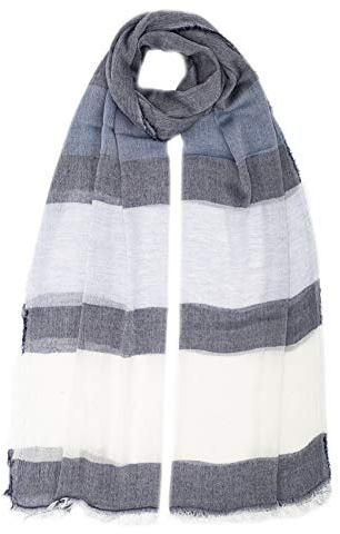 Premium Halstuch Herren, Herrenschal, Hochwertiger Marken Schal, Geschenk für Frauen und Männer, Herbst Tuch:Blau Weiss Grau