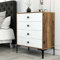 Dmora - Kommode Aether, Mehrzweckkommode, Schlafzimmerkommode, Schrank mit Schubladen, 76x40h91 cm, Walnuss und Weiß