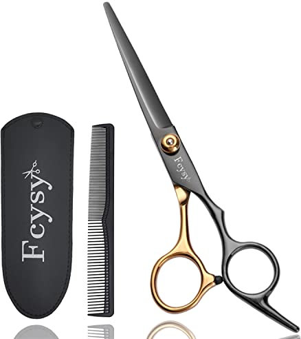 Hairdressing Scissors Hair Cutting Shears, Fcysy Professional Scissors for Hair Cutting Hairdresser, Barber Haircut Shears with Comb Set for Men Women