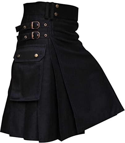 Schottischer Kilt Klassischer Rock Herren Karo Rock mit Taschen kurzer Schottenrock Karierter Kilt Schottischer Klassischer Mit Kontrasttaschen Schottischen Stil Individualität Vintage