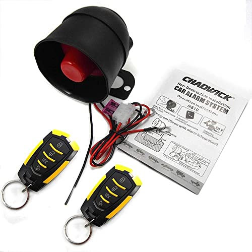 Car Horn Siren Alarm,Universal Car Alarm Security Protection System with 2 Remote Controls,for 12v device,7-Level Sensitivity,Anti-Theft Device,No Thread Trimmin,Non-Destructive Installation (CW-8182)