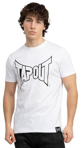 Tapout Herren T-Shirt Lifestyle Basic Tee Normale Passform, White/Black, S