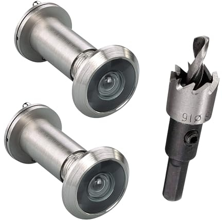 TOGU 2 PCS of peep holes for door with a 7/11 drill bit solid brass front door peephole with optical glass lens fitting door thickn from 1-2/5 to 2-1/5 door viewer peephole with satin nickel finish
