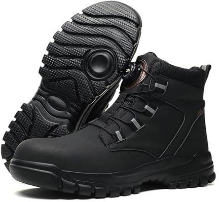 Sicherheitsstiefel Herren Damen S3 Leicht Wasserdicht Arbeitsschuhe Mit Stahlkappe Pu-Leder Sicherheitsschuhe rutschfest Arbeitsstiefel