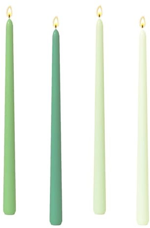 Scentoria Lot de 4 petites bougies à tige vertes - Hauteur : 25 cm - Diamètre : 2,2 cm - Bougies colorées - Pour bouteilles, rituels, décoration de table, banquet, mariage
