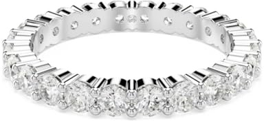 Swarovski Matrix Anello Vittore, Gioiello Versatile per Occasioni Speciali con Zirconia Bianchi, Pietre Scintillanti a Taglio Round, Placcatura in Tonalità Color Argento, Taglia 55