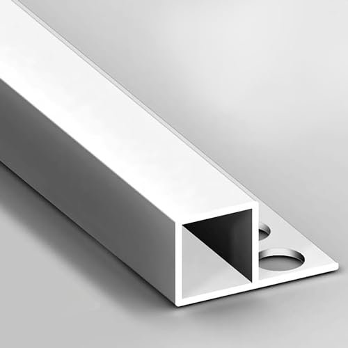 Raouoae Edge Tile Strip Rail 125CM X 2 Pieces, Square Profile Tile End Trim For Indoor Use, Office, School, Hotel - Durable Ceramic Wall Edge Protector(Silver,12.2mm)
