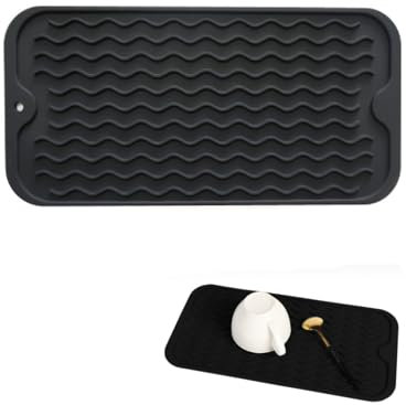 Batheidon Tappetino Scolapiatti Silicone，Tappetino Scolapiatti 30 x 15 cm in Silicone Antiscivolo per Lavello Cucina, Gocciolatoio Asciuga Piatti, Multiuso per Stoviglie, Bar, Ristoranti