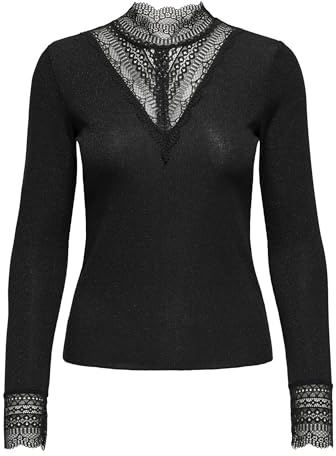 Only Top Jrs da Donna Onltilde Glitter L/S, Nero, L