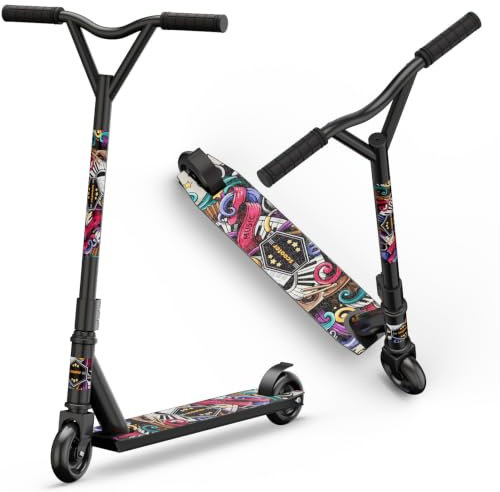 Pro stuntskoter, 360 graders snurra styre trick scooter gata stunt scooter freestyle stunt skotrar med ABEC-9 lager för pojkar flickor tonåringar ålder 6+