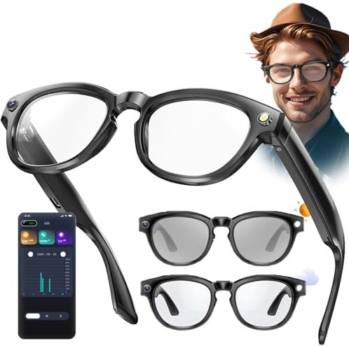Ai Smart Glasses, Bluetooth Glasses with HD 200W Pixels Camera, Al Photo & Video, Voice Assistant, Photochromic Lens, Synchronize App(Pedometer/Distance/Calories), Listen Music & Calls Effortlessly!