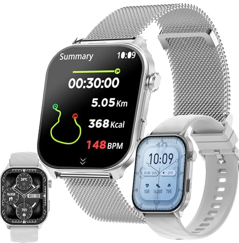SGDDFIT GPS Smartwatch, 2,01 AMOLED Orologio da uomo con funzione telefono, batteria 350 mAh, orologio sportivo con chiamate con monitor del sonno, impermeabile 5 ATM, per iOS Android, 2 cinturini