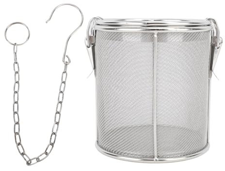 Cryfokt Colador de Especias con Cadena para Colgar, Material de Acero Inoxidable Duradero, Fácil de Limpiar, para Condimentar Alimentos (L)