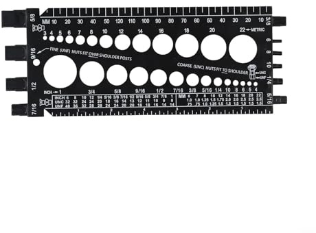 Strumento di misurazione per viti filettate e dadi e punte da trapano con diametro, passo e lunghezza per bulloni e elementi di fissaggio (nero)