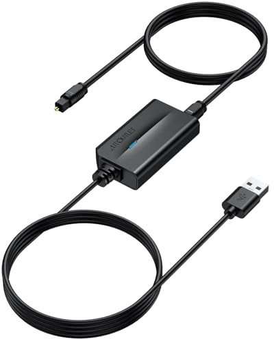 AUTOUTLET USB A a Adaptador Óptico, Convertidor USB Tipo A a SPDIF Toslink con Cable Óptico Desmontable de 1M, Cable Adaptador de Audio Digital para Computadora Portátil PC a Barra de Sonido
