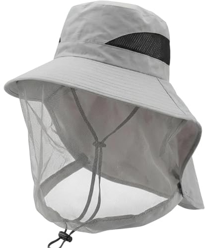 Midge Head Net, Mosquito Head Net With Protective Mesh Design,Lightweight Insect Protection For Outdoor Activities,Midge Head Net For Bug Bee Keeper Gardening,Camping, Fishing And Hunting, Grey
