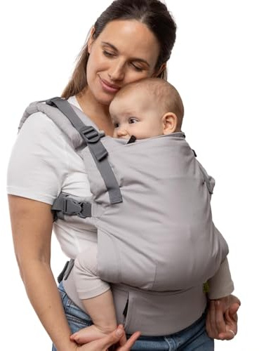 Boba X Ergonomic Baby Carrier Newborn to Toddler, Grey | Fully Adjustable Panel and straps grow from 3 to 20 kg, Padded Shoulders, Front & Back Carry that fits every body.