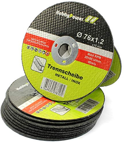 10x Metallttrennscheiben 76 x 10 mm für WORX WX801, WX801.9 Akku Winkelschleifer