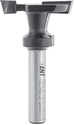 ENT 17832 T-Nutfräser für Regalsysteme HW, Schaft (S) 8 mm, Durchmesser (D1) 32 mm, Nutzlänge (NL2) 20 mm, T 8,7 mm, mit Rundungsprofil, für Haken und Winkel