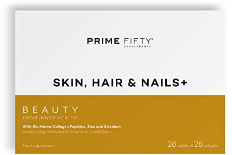 Skin, Hair & Nails Supplement with Collagen Support – Vitamin C, E, Zinc & Selenium for Skin Elasticity & Radiance – Antioxidant Beauty Formula for Women & Men – 28 Tablets