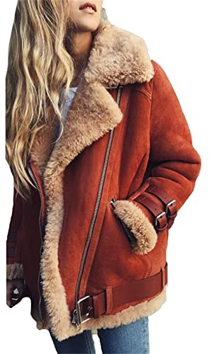 Manteau en Daim en Peau de Mouton pour Femme, Pardessus doublé en Daim Sherpa pour Femme, Veste en Daim doublée de Fourrure d'hiver pour Femme Outwear
