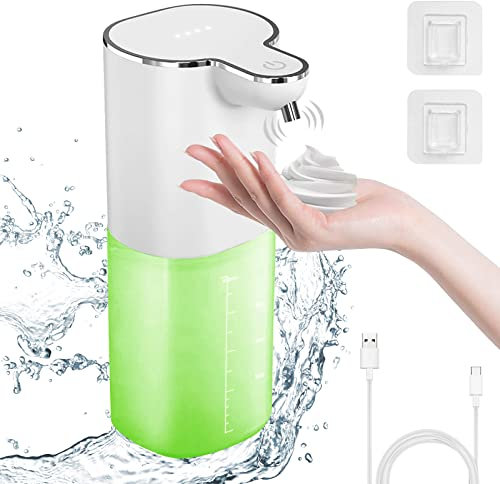 Cuteefun Automatic Soap Dispenser, USB Rechargeable, 4 Levels Control Foaming Soap Dispensers, 400ml Touchless Hand Sanitizer Dispenser, Wall Mounted/Stand Soap Dispenser for Bathroom, Kitchen
