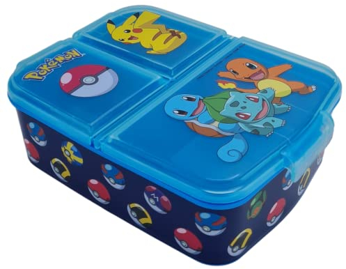 Stor - Sandwichera Pokemon - Fimabrera Rectangulaire Trois Compartiments - Boîte à déjeuner pour déjeuner et collations - 3 compartiments - 6,7 x 16,5 x 19,5 cm - 150 g