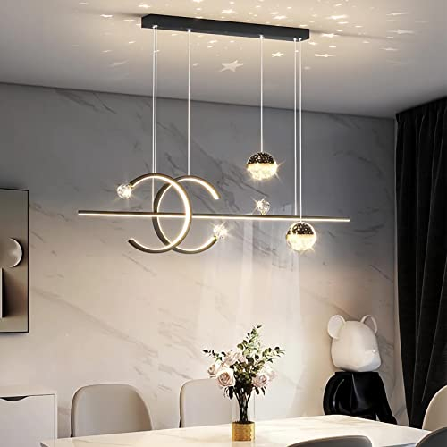 Esstischlampe LED Pendelleuchten Dimmbar Esstisch Hängelampe Esszimmer Hängeleuchte Wohnzimmer Küche Büro Moderne Kreative Kronleuchter mit Fernbedienung Leuchten Beleuchtung Licht (Schwarz, L100cm)