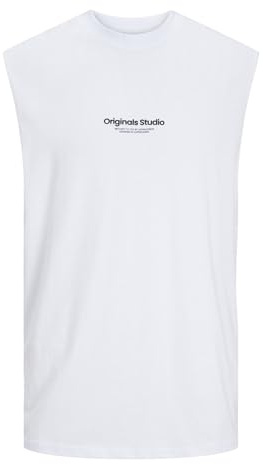 Jack & Jones Jorvesterbro - Camiseta sin Mangas para Hombre, Blanco Brillante, L