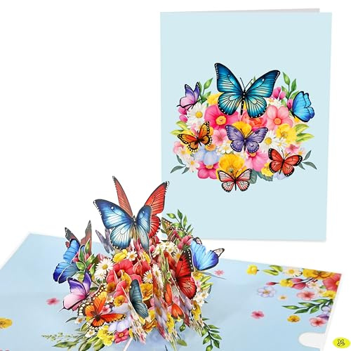 Central 23 Mother's Day Pop Up Cards - Butterfly Flower Bouquet Paper Card 3D - Sweet Floral Gifts For Women Mum Wife Sister Girlfriend Daughter - Anniversary Sympathy Birthday - Comes With Stickers