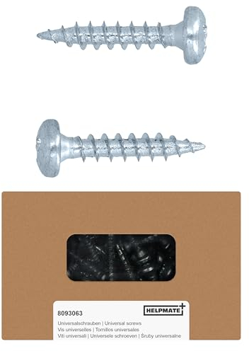 HELPMATE - Tornillos de conexión de madera galvanizados 4,0 x 20-250 unidades tornillos universales cabeza alomada con accionamiento PZ2 y rosca completa - Para fijación de herrajes a madera