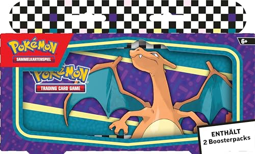 Pokémon-Sammelkartenspiel: Stifteetui für den Schulanfang – Glurak (1 Tin-Box & 2 Boosterpacks)