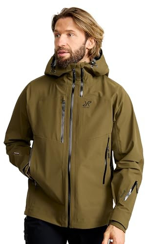RevolutionRace Cyclone 3L Shell Jacket für Herren, Wasserdichte Jacke mit Recco-Reflektoren zum Wandern, Dark Olive, S