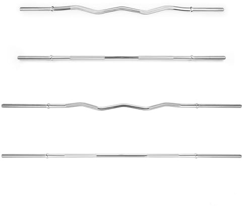 Phoenix Fitness Barra de pesas de 1 pulgada o barra de rizo EZ – Barra de levantamiento de pesas antideslizante de 4 pies con collares Spinlock para entrenamiento de fuerza en casa y gimnasio – Barra
