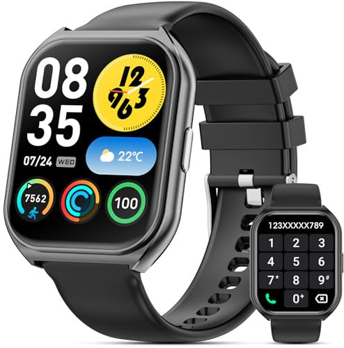 Smart Watch for Men Women, 1.85 HD Smart Watches (Answer/Make Call), Activity Fitness Tracker with Heart Rate Sleep Monitor Pedometer, 100+ Sport Modes, Fitness Watch for Android iPhone (Black)