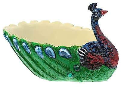 Happyyami Pfau Ornament Blumentopf Zimmerpflanzen Aufhänger Pflanzendekor Zementschale Pfau für Vase kakteendünger wundermuschel Decor Pfauenpflanzer Pflanzgefäß im Pfauendesign Harz Green