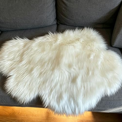 zhxinashu Alfombra Blanca en Forma de Nube con Pelo Suave Tipo Piel de Cordero, Tapete Sala, Alfombras para Salon, Decoración de Dormitorio, Cuarto de Niños o almohadón para Asiento de Silla(60x90)