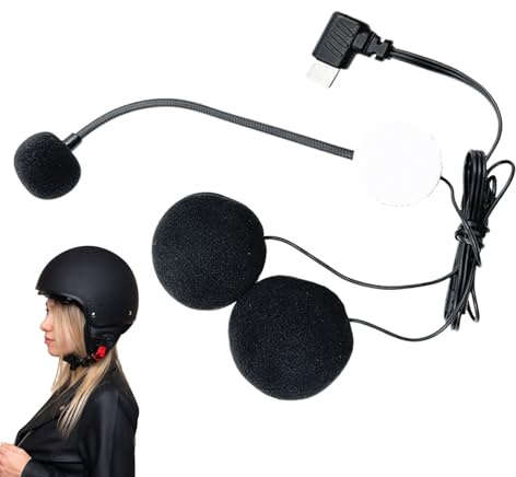 Generico Microfono Da Casco - Microfono Per Moto - Cuffie con Connettore Tipo-C Impermeabili ad Alta Definizione con Riduzione del Rumore per Streaming e Studio Video
