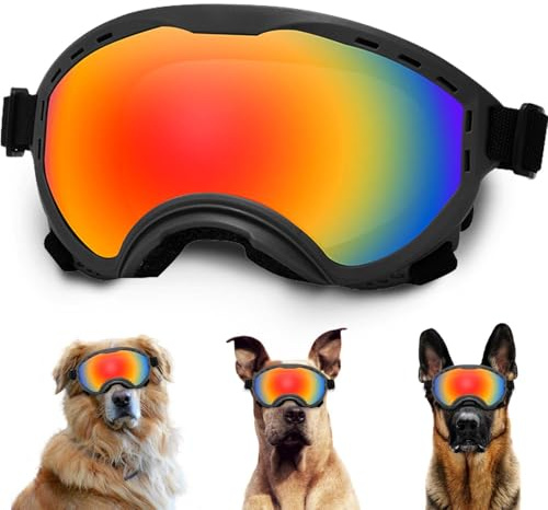 Dog Sunglasses with Adjustable Strap, UV Protection, Winproof Puppy Sunglasses, Suitable for Dogs Eyes Protection,Soft Dogs Goggles