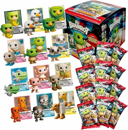 Skifidol Brainrot Trading Card Game | Edición Limitada para Coleccionar | Juego de 12 Cartas y 12 Figuras 3D con Mosquetón | Universo Psicodélico