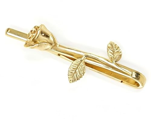 ZGGAZCA 2 Inch Gold Tie Clip for Men Unique Bar Clips Rose Special Necktie Pin Accessories Classic Mens Wedding Tiebar Formal Suit Clips for Men Groom