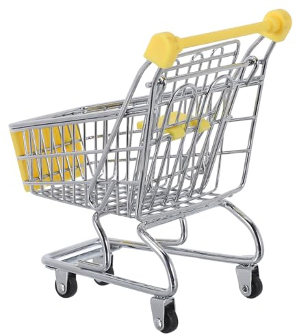 CIYODO Mini Shopping Cart Toy for Boy Girl Metal Grocery Cart Wheels Boys and Girls Play Trolley for Dollhouse Supermarket Scene